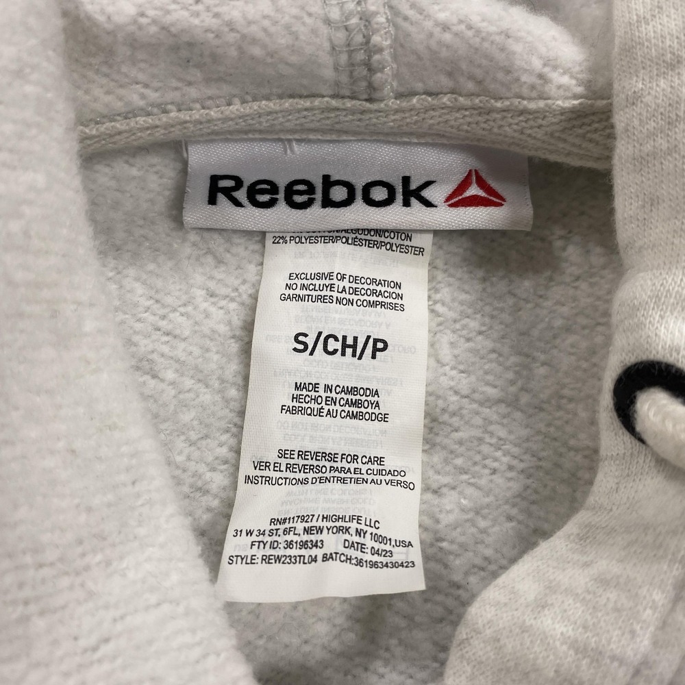 Reebok Hoodie Mens Small Gray Pullover Fleece Hooded Graphic Logo Drawstring - Picture 4 of 8